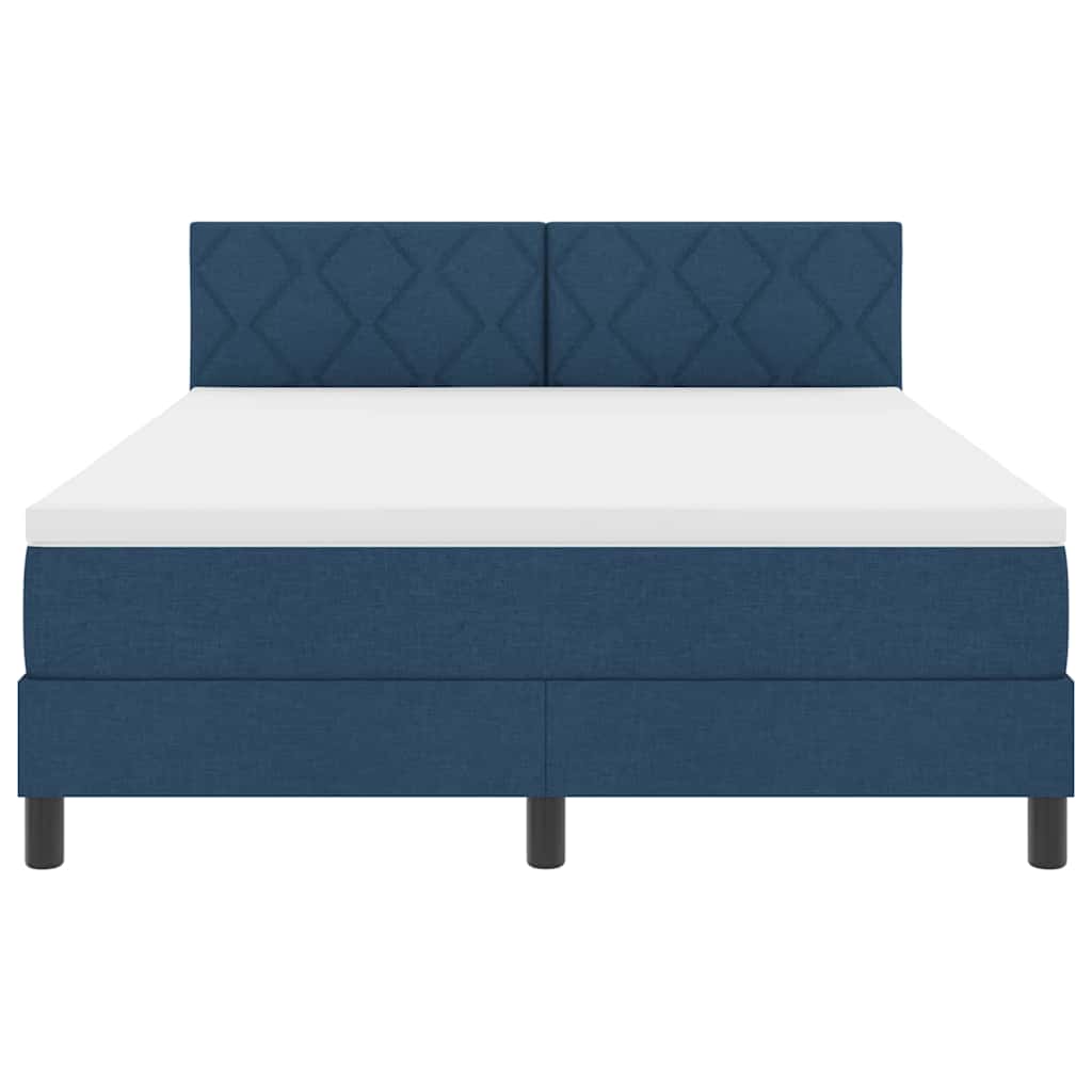 Box Spring Bed with Headboard Blue 140 X 200 Cm Fabric