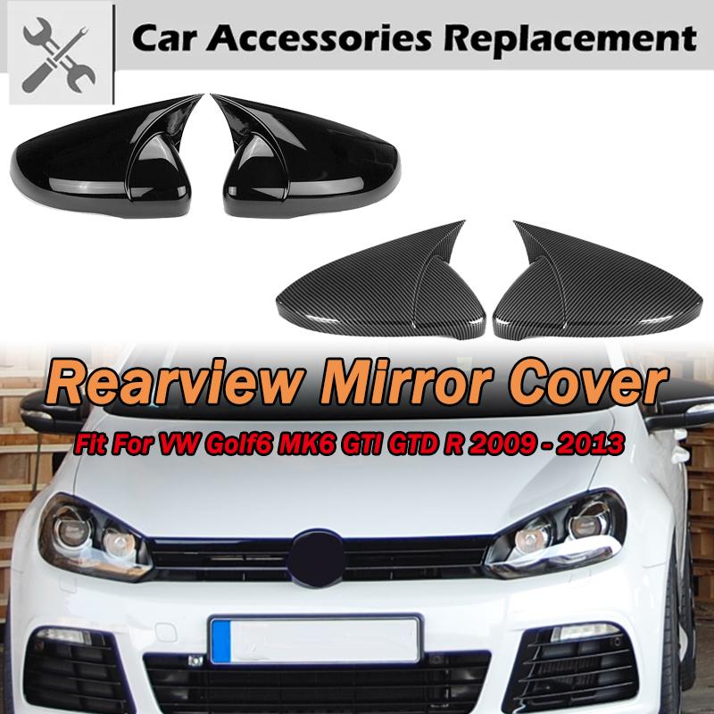 Rijmende Hoorn Zijspiegelkap Vleugel Achteruitkijkspiegelkappen Glanzend Zwart Carbon Geschikt Voor VW Golf MK6 GTI 2009 - 2013 Auto