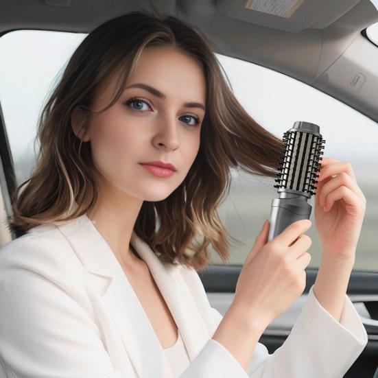 Cordless Hair Curling Iron Brush USB Rechargeable Travel Heated Round Brush 3-in-1 Fast Heating Thermal Brush Electric Hair Curling Wand Styling Tools