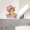 Cartoon Kitten Bath Time Wall Sticker for Bathroom Shower Room Waterproof Removable Home Decor