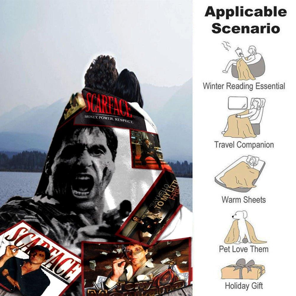 1pc Scarface-Inspired Flannel Blanket - Soft Cozy All-Season Throw for Bedroom, Sofa, Camping, Travel - Perfect Gift for Movie FansB77