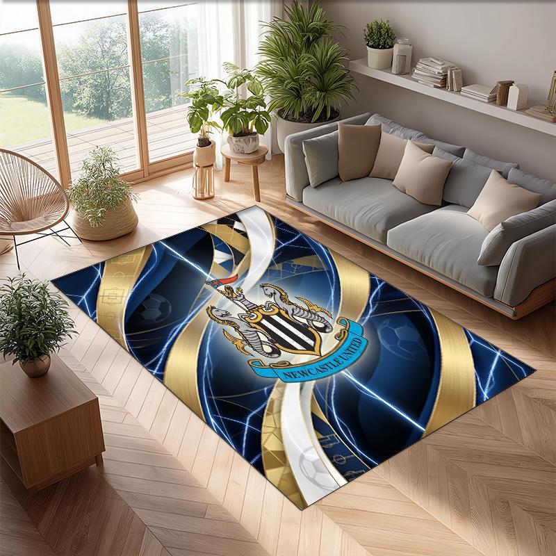 Newcastle United Football Print Crystal Velvet Rug, Comfortable Water Absorbent Non Slip Indoor Floor Carpet