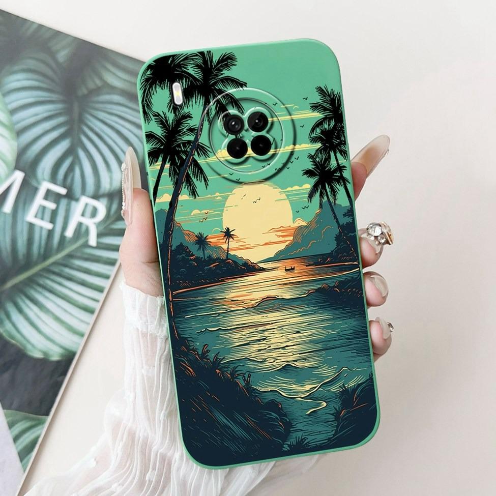 För Huawei Y9A Fodral Skydd Lyxig Mode Blommor Kawaii Söt Katt Stötsäker Telefonfodral För Huawei FRL-22 FRL-23 FRL-L22 FRL-L23