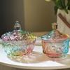 Bocal de rangement en verre coloré style européen, Pots à café et sucre & Organisateur de boîtes à bijoux en verre avec couvercle Contenant à bonbons Décoration