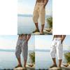 Mens Cotton Linen Casual Cargo Pants With Multiple Pockets For Spring Summer Fashion