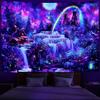 Trippy Planet Tapestry Uv Reactive Waterfall Landscape Room Decor Aesthetic Psychedelic Wall Hanging Mushroom Gothic Home Decor