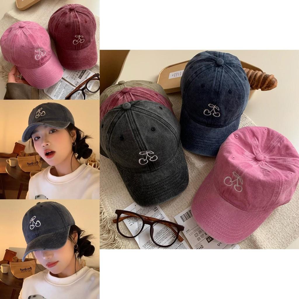 Cute And Trendy Cherry Embroidery Baseball Hat For Ladies Wide Brim Spring Style