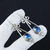 Természetes Svájci Kék Topáz Drágakő Fülbevalók, 925 Sterling Ezüst Fülbevaló, Kézzel Készített Boho Ezüst Ékszer Lógós Fülbevalók, Ajándékok
