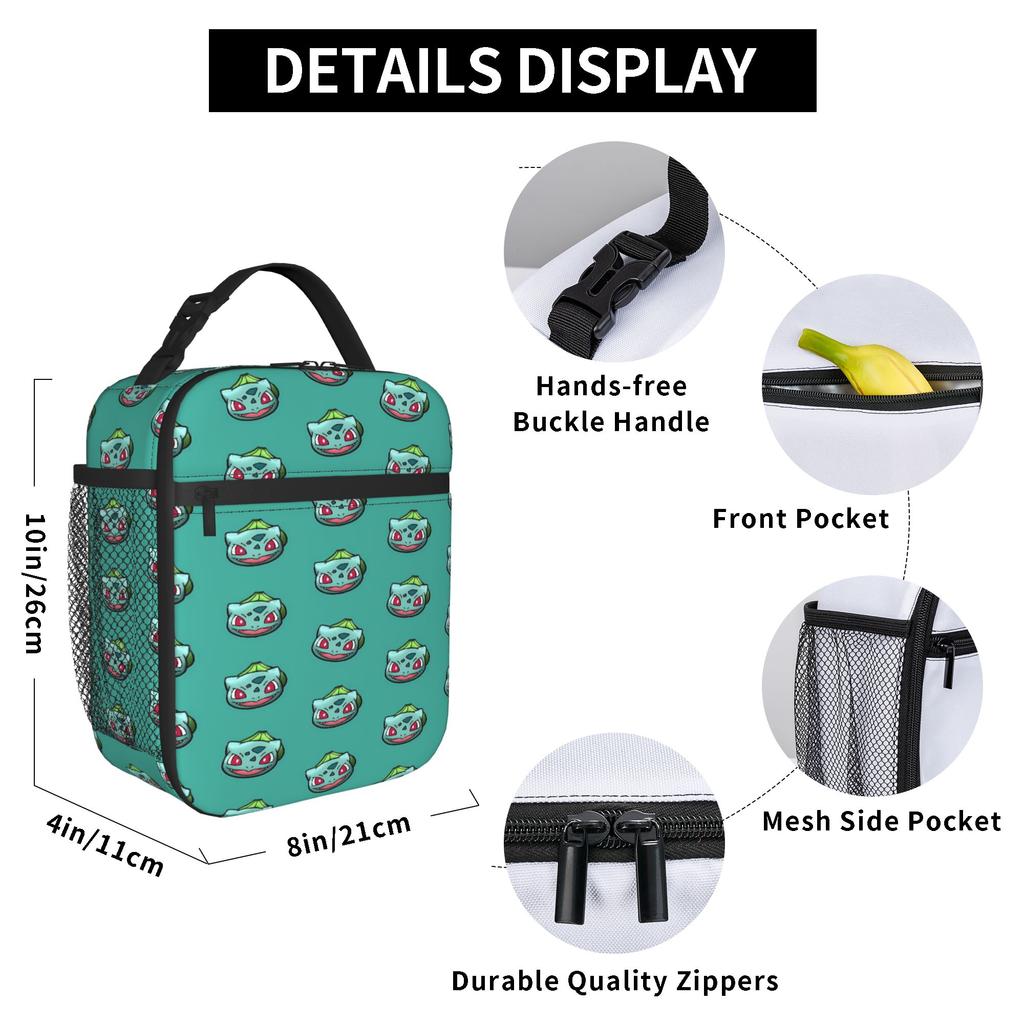 Squirtle Dot Anime Lunch Bag For Child Designer Office Lunch Box Casual Portable Insulated Oxford Cooler Bag