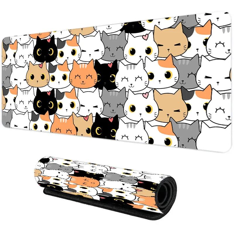 Large Gaming Mouse Pad XXL Cute Cats NonSlip Rubber Big New Mousepad Gamer Computer Laptop Office Keyboard Mat Extend Desk Pads