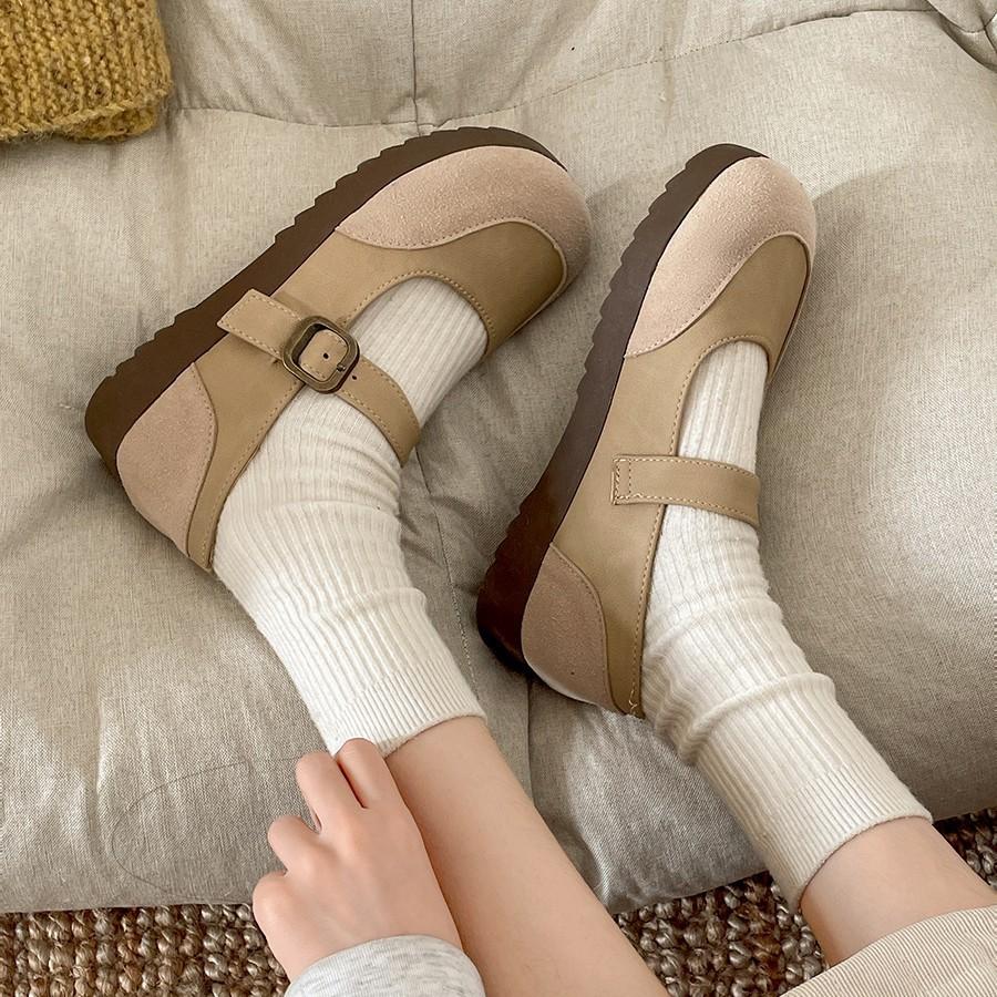 Fashion Lightweight Retro Heightening Thick-soled Shallow Mouth Single Shoes Women's 2025 New Spring and Autumn with Skirt Round Head Mary Jane Shoes