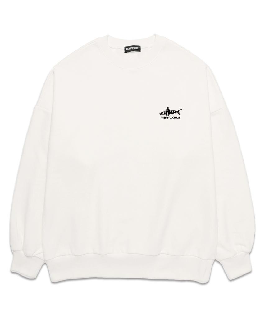 VANNWORKS Shark Logo Oversized Sweatshirt (Vls0046) White