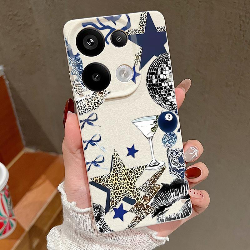 Leopard Stern Discokugel Muster Hülle Für Xiaomi Redmi Note 14 13 Pro 5G 4G 12 11 Hülle Xiaomi 14T 13T 11T Pro Lederstruktur Silikonabdeckung