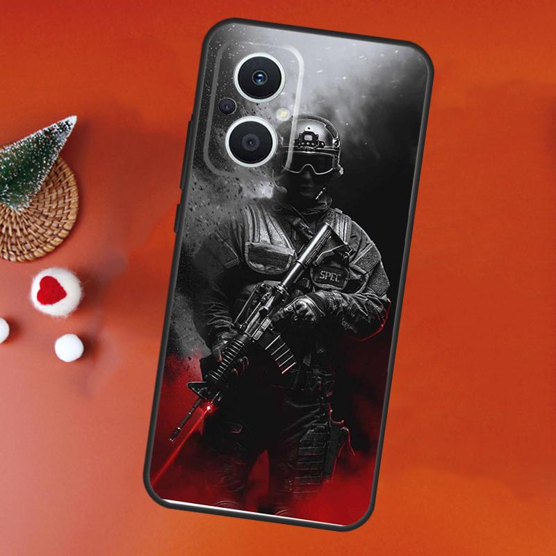 Tactical Swat Gear Pattern Case For OPPO Find X9 X5 X6 X8 Pro OPPO Reno 14F 13F 12F 11F 10 12 13 14 Pro 7 8 Lite Cover