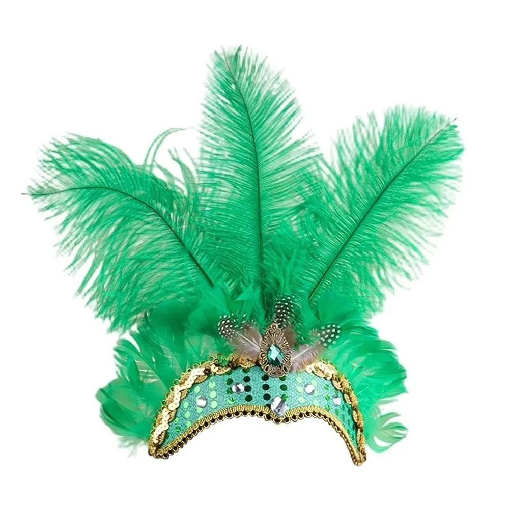 Elegant Sequin Feather Headband Exquisite Stage Performance Hair Accessories Showgirl