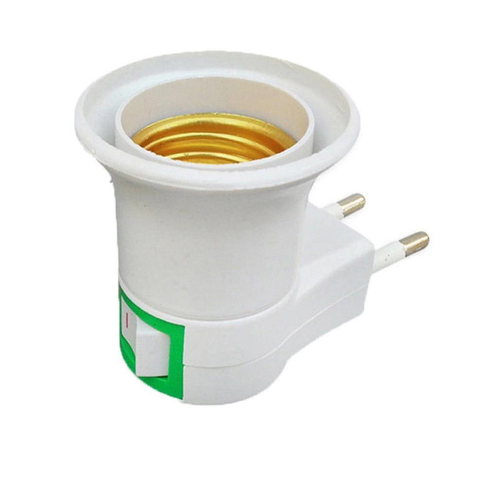 1PC E27 EU Plug Lamp Light Holder Base Socket Converter Adapter with Control Switch