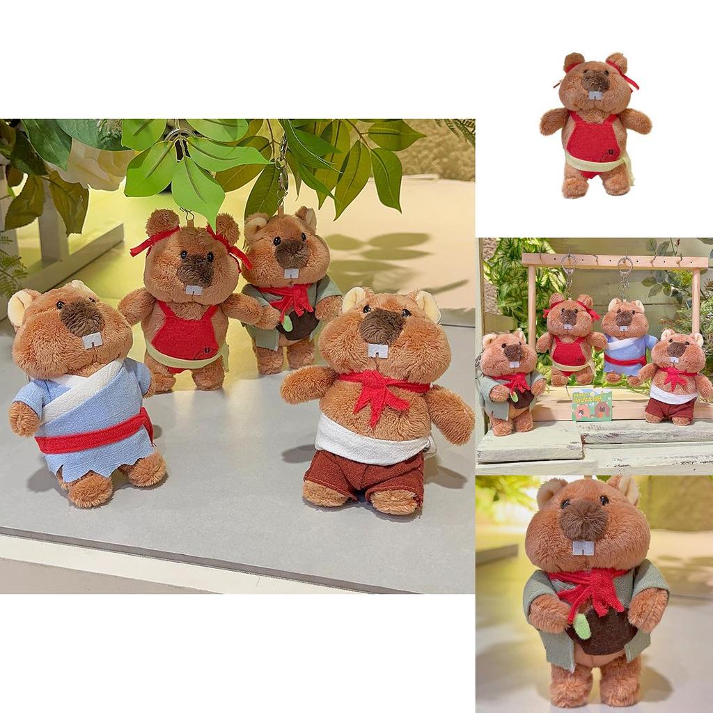 Ural Groundhog Cartoon Plush Keychain With Clothing And Scarf Design For Daily Carry