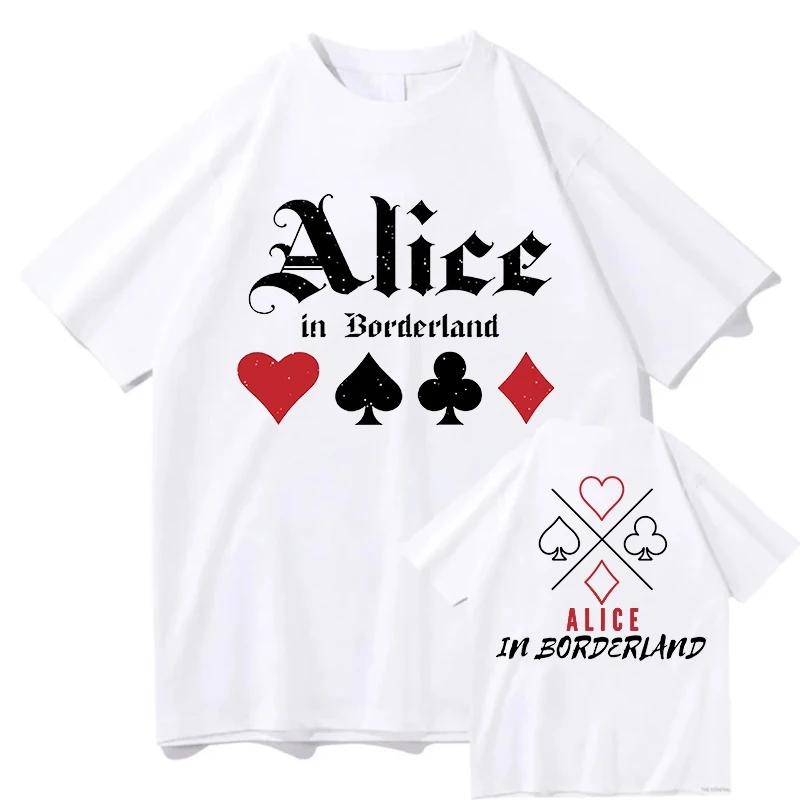 100% Baumwolle Vintage Alice In Borderlands T-Shirts Sommer Buchstabe Unisex Mode Tour 2026 T-Shirts Herren/Damen Oversize Locker T-Shirts