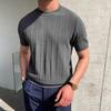 Tricou de vară pentru bărbați, cu gât rotund, mâneci scurte, culoare solidă, slim fit, elastic, pulover, ocazional, lungime mijlocie, drepte, bărbați, fitness, sport, gimnastică.