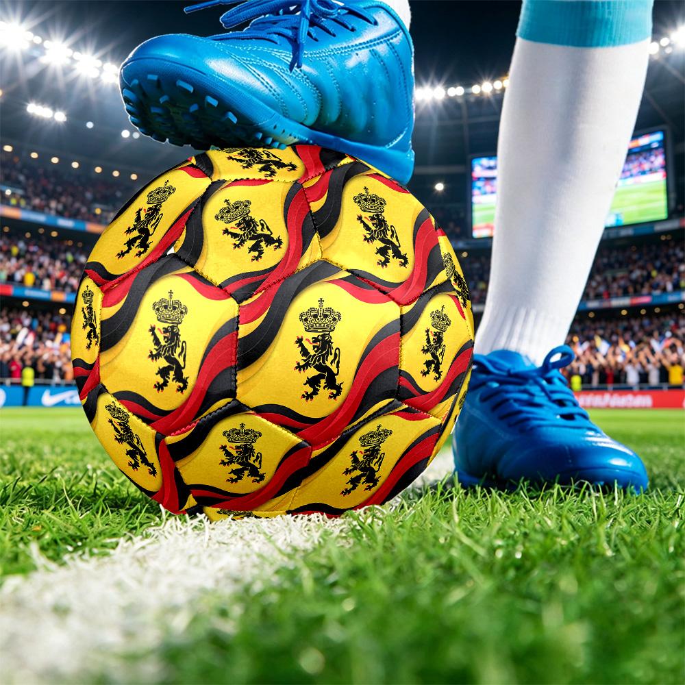 Balón de Fútbol de Bélgica Estampado Tamaño 5 Resistente al Desgaste Estándar para Entrenamiento de Adultos Regalo para Aficionados para Partido Deportivo en Interiores y Exteriores