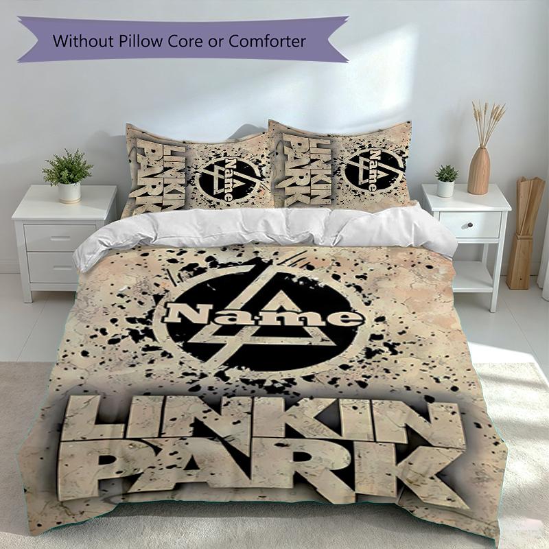 3pcs Custom Name Linkin Park Set,Includes 1 Duvet Cover and 2 Pillowcases,All-season Bedroom Decor