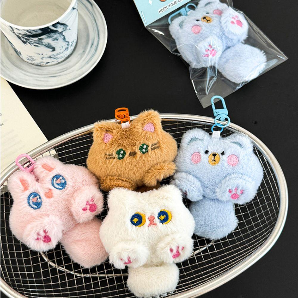 Pink Claw Cute Cat Plush Doll Attractive Eyes Animal Plush Key Chain Children