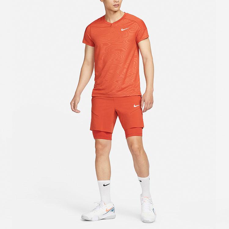 Nike Court Slam Nyomtatott Logós Kerek Nyakú Rövid Ujjú Póló Férfi felsők Rozsdabarna FD5263-811