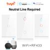 Tuya Smart Life Interruptor inteligent cu panou de sticlă de lux AC90V-260V Comutator tactil Nevoie linie neutră Lumină de control vocal Comutator de perete fără fir