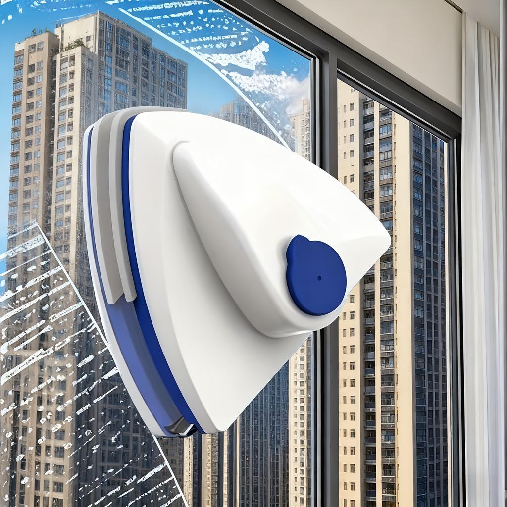 1pc Heavy-Duty Magnetic Window Cleaner with Dual Water Tanks & Squeegee System - Automatic Dual-Sided Cleaning, ABS Construction