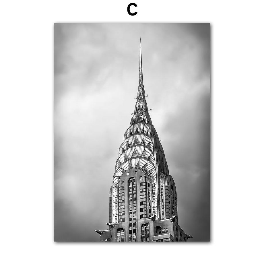 Modern New York London Paris City Landmark Landscape Wall Art Canvas Painting Black White Poster Print Pictures Home Room Decor
