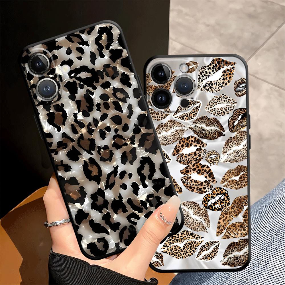 Funda Phone Cover Case for Apple iPhone 17 Pro Max 15 Pro 7 8 11 16 14 12 XR XS MAX Air 13 Leopard Print Lip Print Art