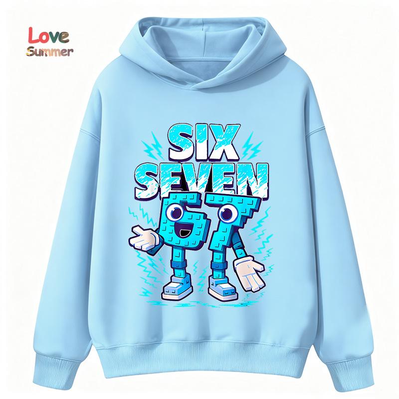 67 Sei Sette Felpa con Cappuccio Italian Brainrot Divertente Pullover Grafico Ragazze Ragazzi Pile Caldo Felpa con Cappuccio Autunnale per Bambini Felpa Casual Unisex