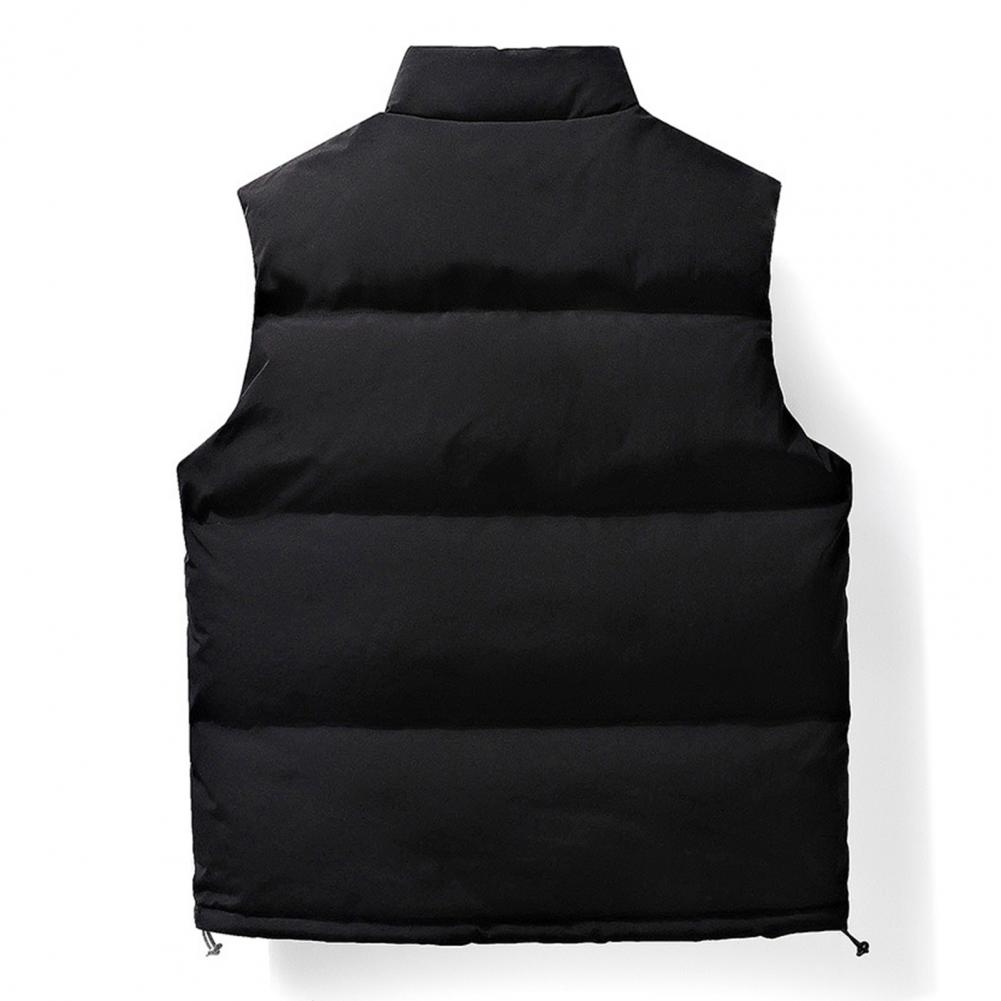 Male Vest Coat Stand Collar Sleeveless Zipper Closure Waistcoat with Pockets Design Customizable Fit Hem Uniform Color Vest C Practical Use