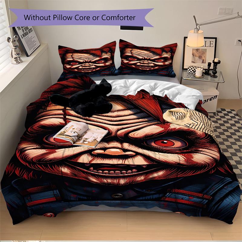 3pcs Horror Doll Bedding Set. Soft and Comfortable with No Core Included (1x Duvet Cover + 2x Pillow Covers) Yy251031027