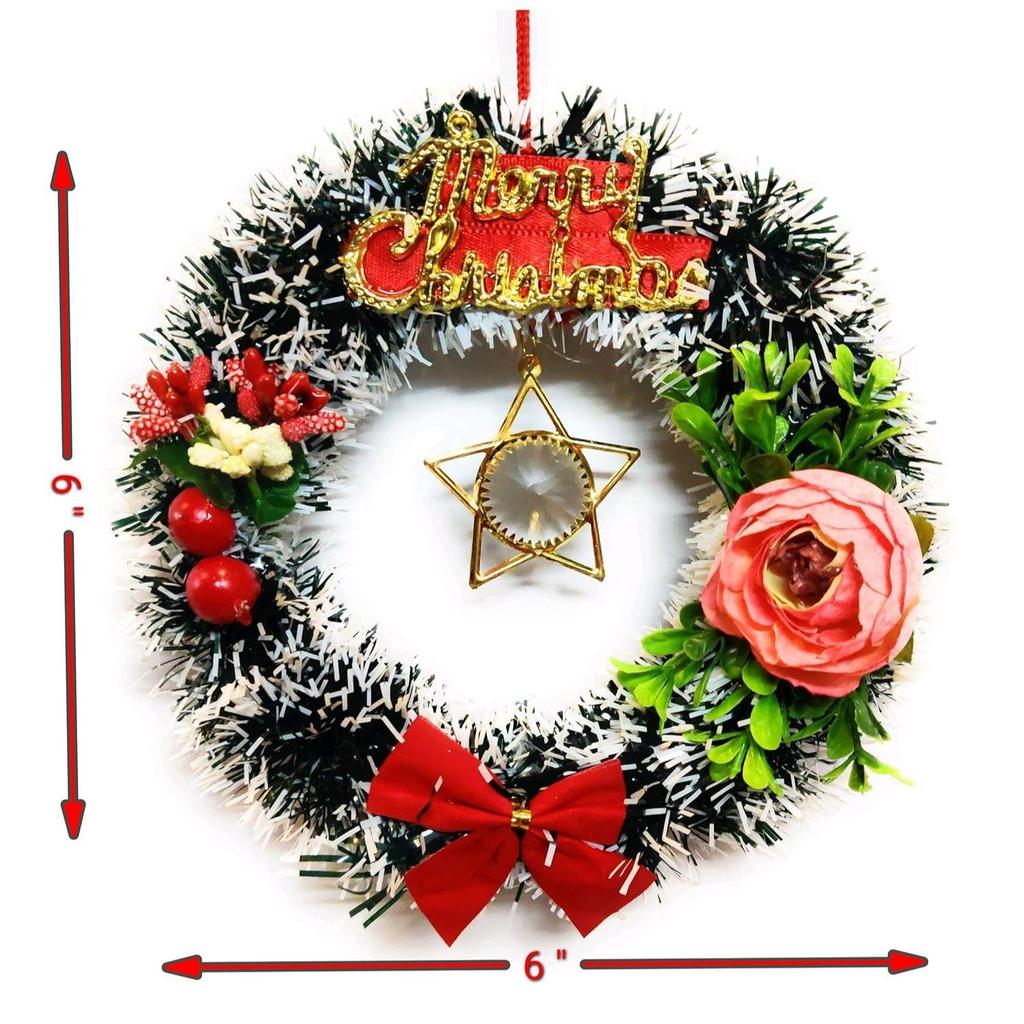 Indischer Designer Weihnachts-Kranz (Schwarzkiefer, 6 Zoll Durchmesser)