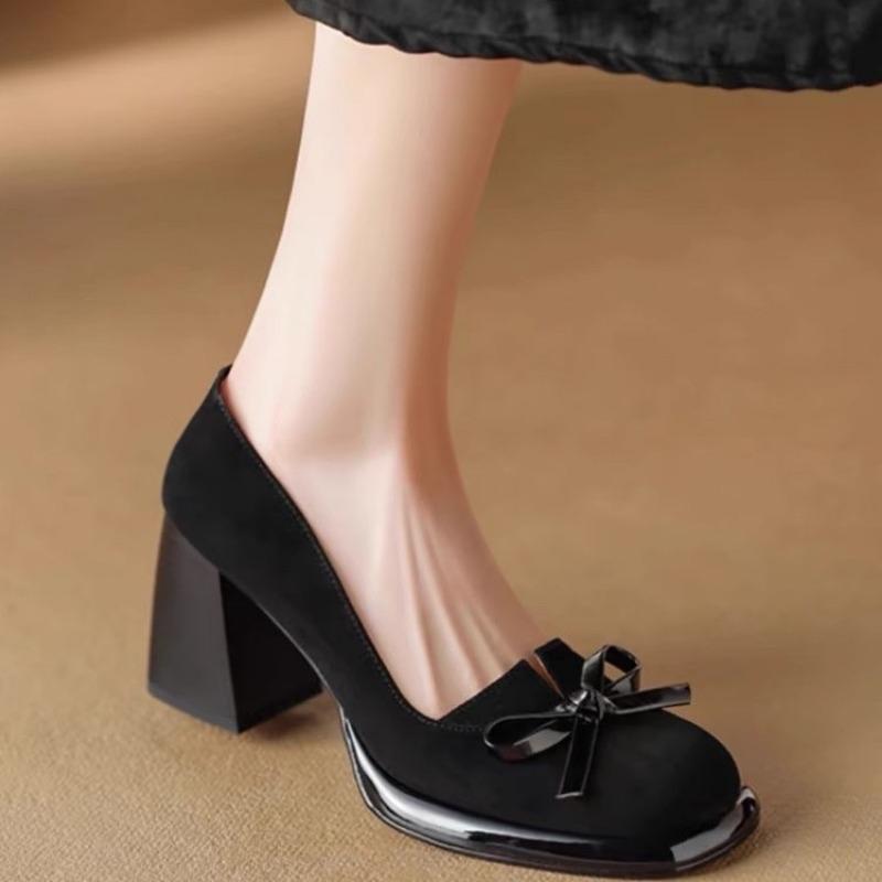 Ženy Jaro Podzim Lodičky Robustní Boty na vysokém podpatku pro Dámské Nová Mašle Suede Módní Podpatky Ženy Hnědá Platforma Hranatá špička Zapatos