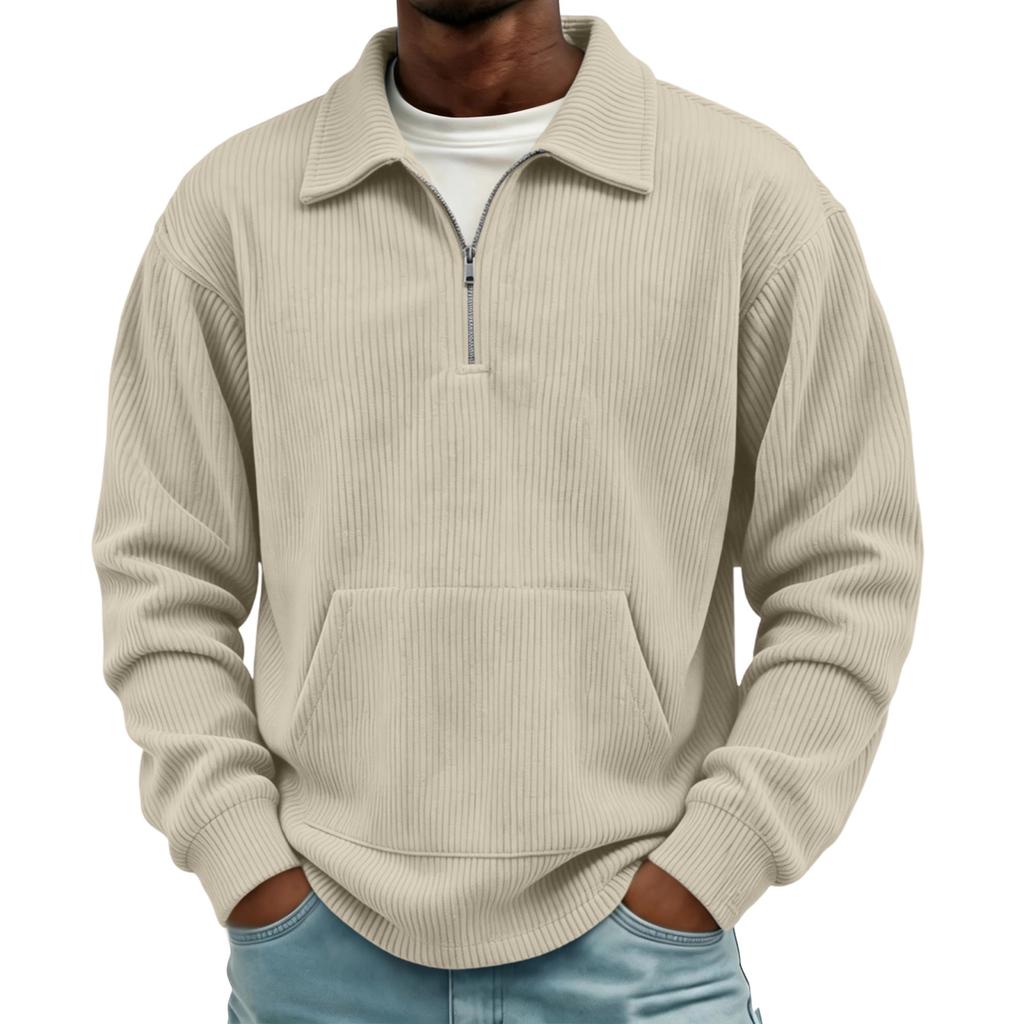 Herren Retro Cord Langarm Hemd mit Kragen Freizeit