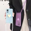 جراب هاتف Note11s Crossbody Lanyard Love Heart Case لهاتف Xiaomi Redmi Note 11 12 Pro 4g 5g 10 9 8 7 10s 9s 11pro 10pro Cord Silicone Cover