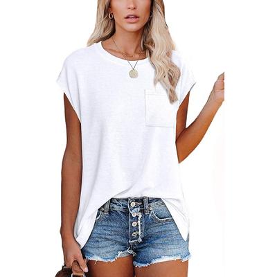 Women's Fashion Casual Summer Spring Solid Color Print Short Sleeve O-Neck Blouses & Shirts