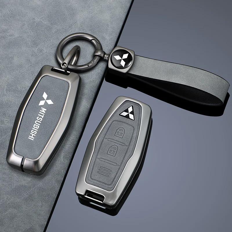 Guscio Portachiavi Auto in Pelle con 3 4 Pulsanti Portachiavi per Mitsubishi Outlander 2023 2022 Custodia Copri Chiave Intelligente per Auto Accessori AJ3