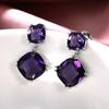 Huitan Unique Purple CZ Women Dangle Earring for Party Personality Female Accessories Anniversary Valentines Gift Trendy Jewelry