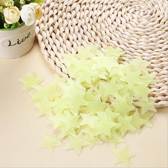 100pcs Bag Of Premium Quality Glow In The Dark Wall Stickers For Kids' Bedrooms In Colorful Star Shapes