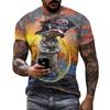 Summer Round Neck 3D Colorful Funny Cat Animal Graphic Print Top Fashionable Casual Short Sleeved Men's T-shirts