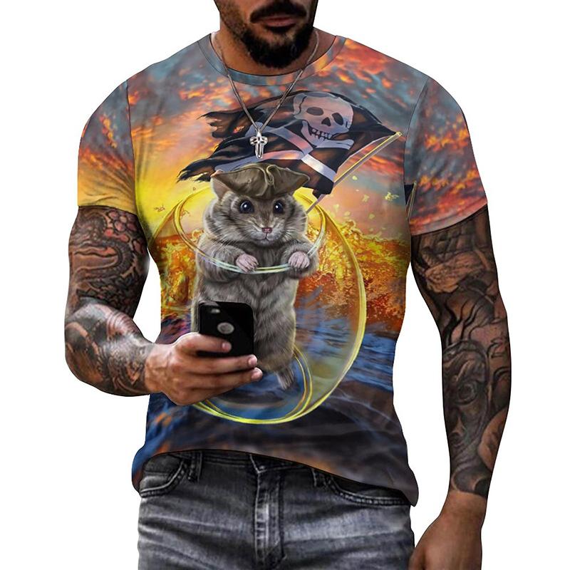 3D Printed Colorful Fun Cat and Animal Pattern T-shirt