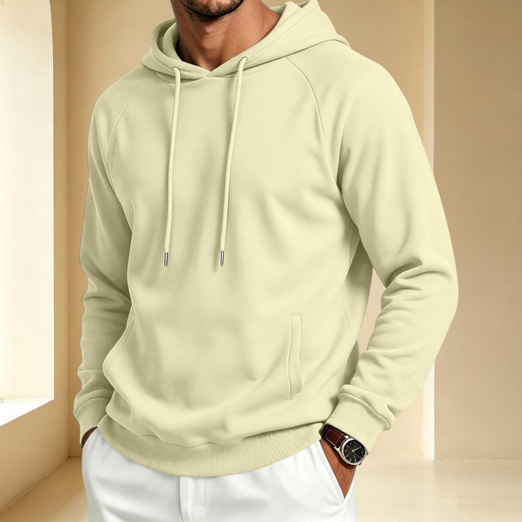 Men's Casual Raglan Long Sleeve Hooded Sweatshirt