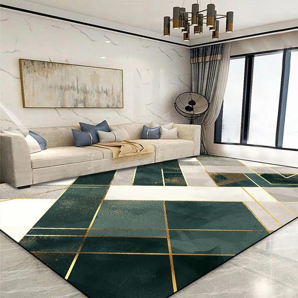 Modern Gouden Geometrisch Tapijt voor Woonkamer Grote Oppervlakte Decoratie Huiskleden voor Slaapkamer Zacht Antislip 200x300 Lounge Bankmat