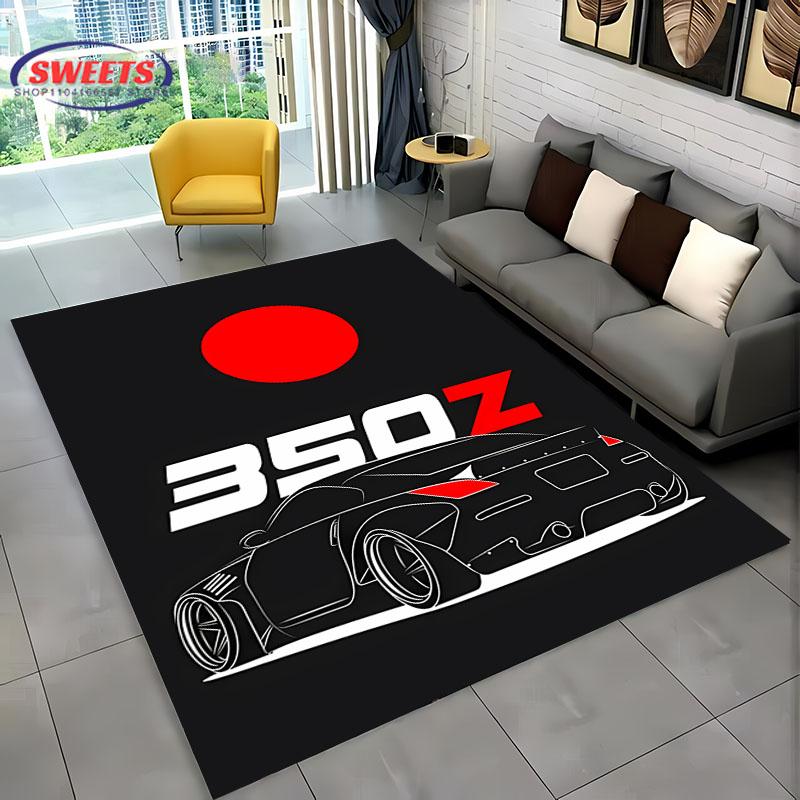 Tapis de sol 3D HD Imprimé Voiture de course GTR Classique, Tapis pour Salon Chambre Canapé Paillasson Décor Tapis Antidérapant