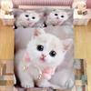 Super Carino Gattino Set Biancheria da Letto per Bambini Kawaii Ragazza Copripiumino King Queen Size Gatto Animale 2/3 Pezzi Poliestere Copripiumino (Nessun foglio)