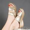 2024 2024 neue Damen Sommer Hausschuhe Damen Glitzer PU Keilschuhe Weibliche Casual Slingbacks Sandalen Bequeme Plateau Frau