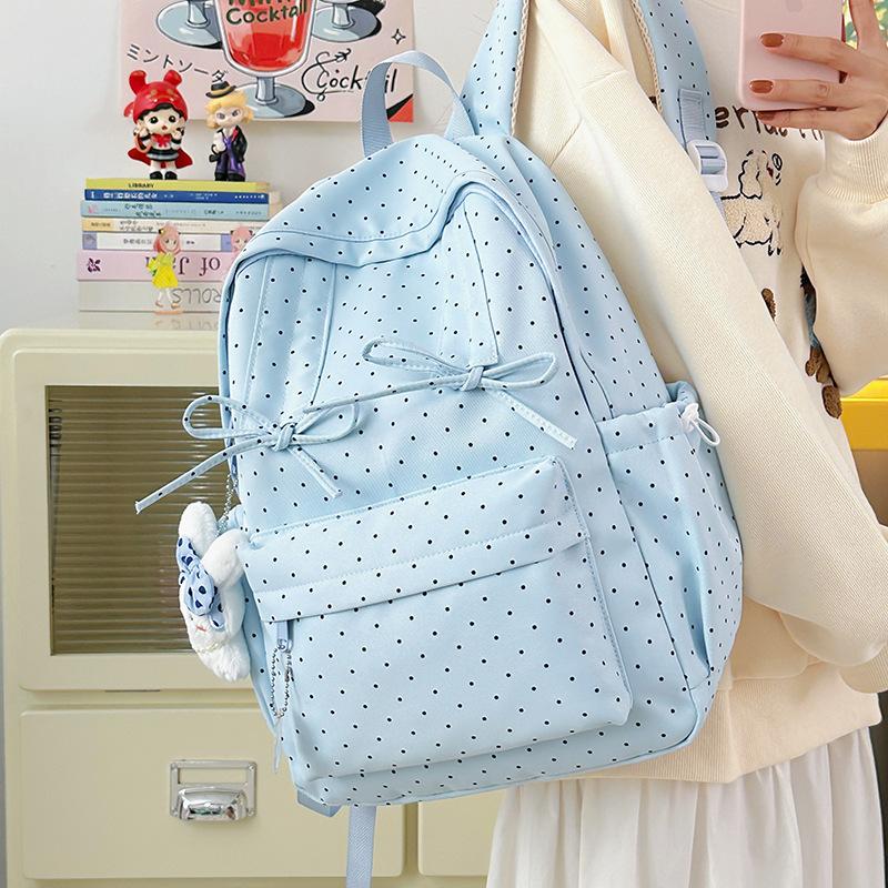 Nova mochila escolar de alta qualidade estilo japonês ins de grande capacidade mochila de campus mochila escolar feminina de bolinhas bolsa para computador